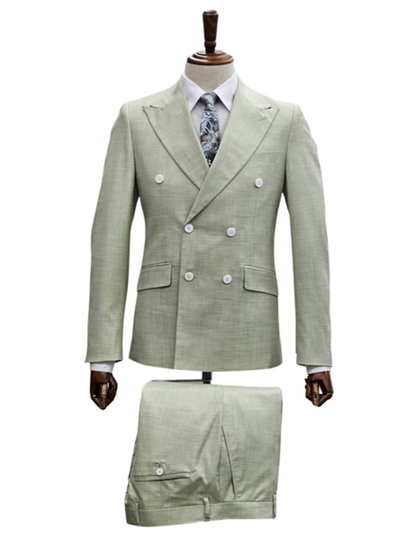 Sage Elegance Double-Breasted Suit Set