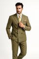 Rossiman Suits Brand - Plaid Textured Double breasted Style - Windowpane Pattern in Color Sage Green and Burnt Orange and green suits suit