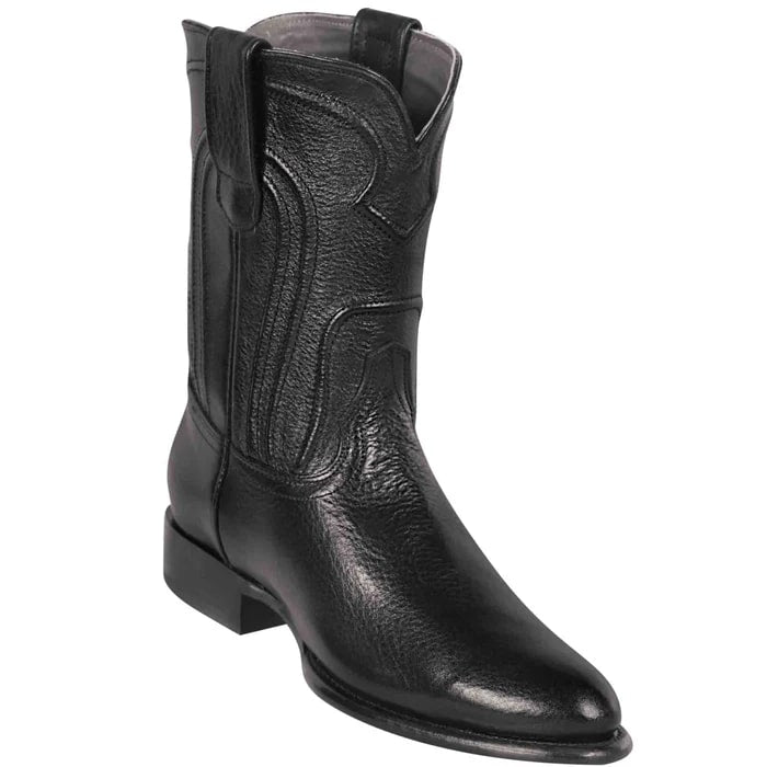 Los Altos Boots - Mens Dress Cowboy Boot - Low Priced Men's Black Roper Boot- in Black - 6