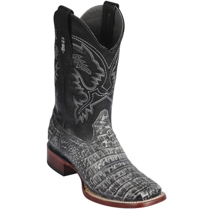 Los Altos Boots - Mens Dress Cowboy Boot - Low Priced Sahara Rustic Black Square Toe Boots- in Rustic Black - 6