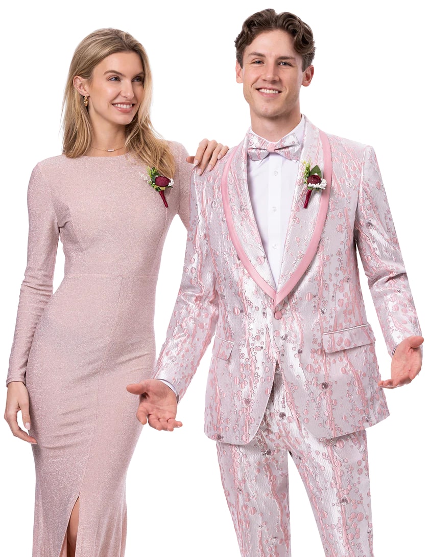 EJ Samuel Pink Suit - 38 Short Jacket+32 Waist Adjustable 28to34)(Height: 5 4 to5 7 )(Neck  15-16.5)S-M)