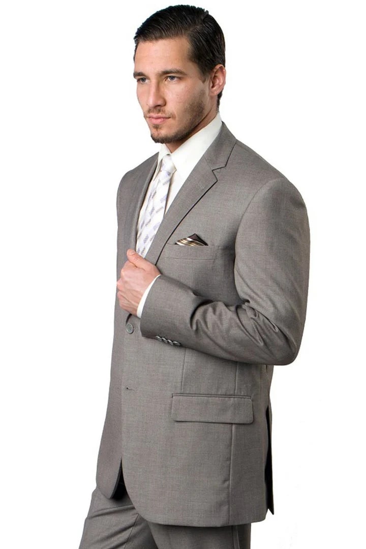 Cheap Suit - Men's Two Button Basic Modern Fit Business Sand Suit