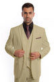 Cheap Priced Suit - Men's Vested Two Button Solid Color Wedding & Business Sand Suit