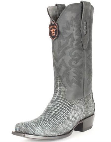 Men's Los Altos Boots 7 Toe Genuine Teju Lizard Sanded Black Leather Boots Handcrafted - 6.0 Standard / D / Medium