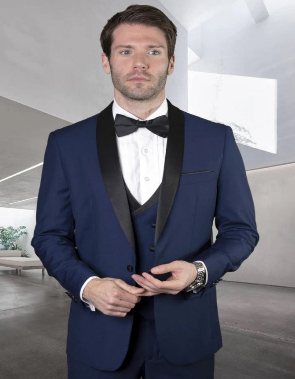 Mens Sapphire Tailored Fit 3 PC Tuxedo - Coat Size 38