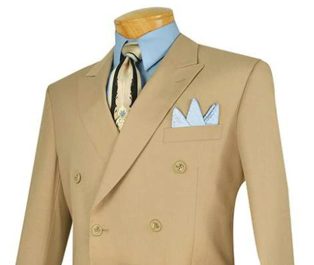 Ramses Collection - Double Breasted Suit 2 Piece Regular Fit in Beige - Beige