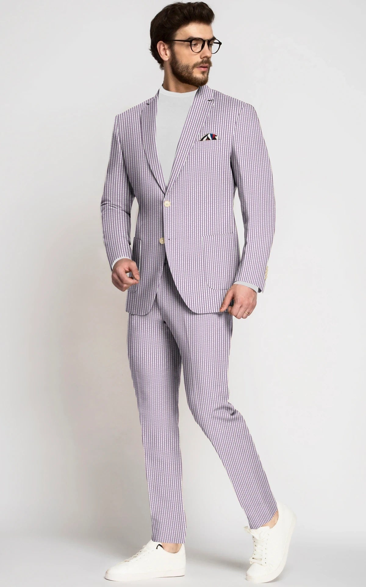 Mens Lavender Seersucker Suit Blazer + Pants Cotton Fabric - Summer Fabric - 34 Short or Extra Small