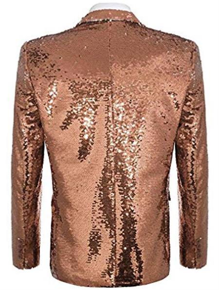 Sequin Tuxedo - Mens Blazer - Rose Gold Dinner Jacket - Sequin Two Button Shiny Tuxedo Jacket