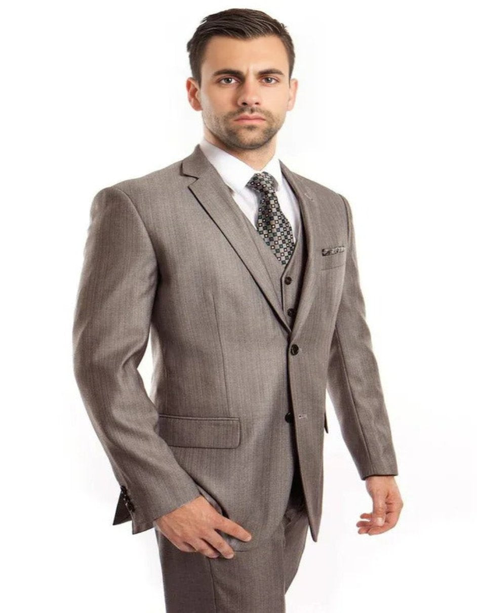 Missionary Mormon Quality Suit - Business Sharkskin Style in Color Grey