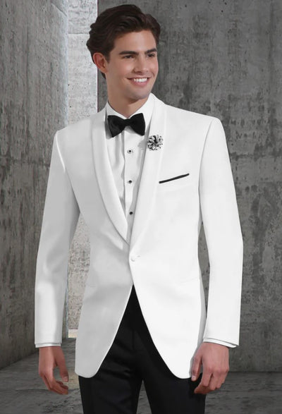 Mens White One Button Shawl Lapel Dinner Jacket