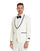 "Mens Modern Fit Vested Shawl Tuxedo Suit in Ivory with Black Trim"