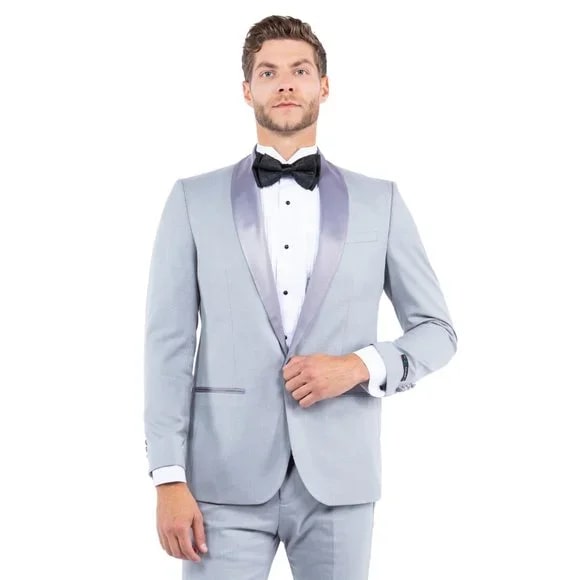 Shawl Collar  Tuxedo Separates Coat, Lt.Grey by ZeGarie