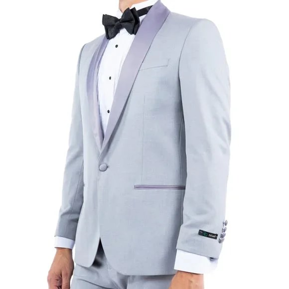 Shawl Collar  Tuxedo Separates Coat, Lt.Grey by ZeGarie