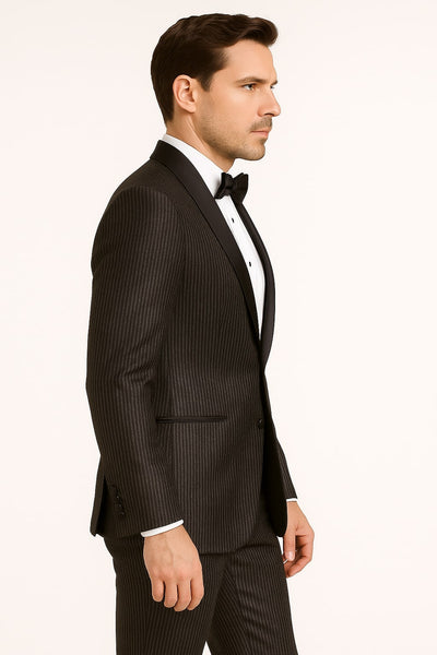 Mens Shiny Black Glitter Tuxedo with Satin Shawl Lapel â€“ Ultra Slim Fit Sparkle Suit for Weddings, Proms & Formal Events