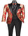 Mens Shiny Paisley Vested Wedding and Prom 2026 Tuxedo in Red and Gold