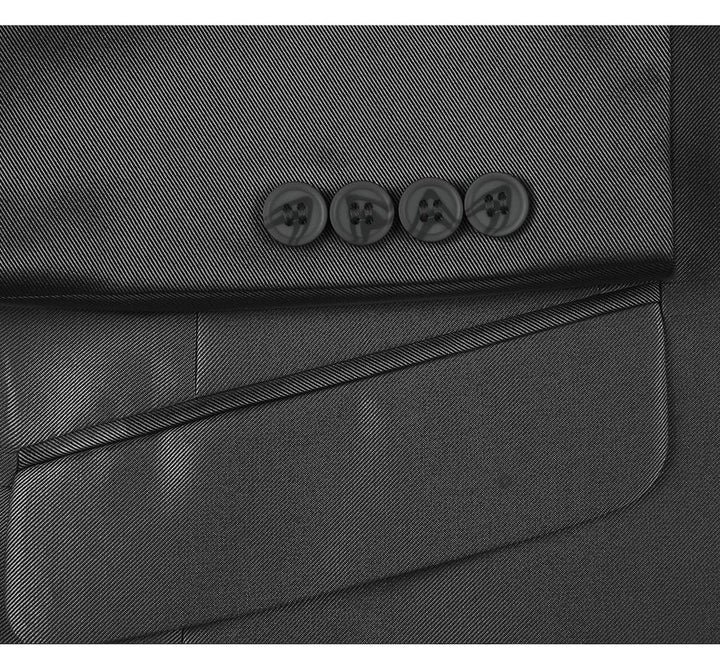 Cheap Priced Suit- Mens Basic Two Button Slim Fit  Suit With Optional Vest In Shiny Black Sharkskin - 38 Short Jacket+32 Waist Adjustable 28to34)(Height: 5 4 to5 7 )(Neck  15-16.5)S-M)