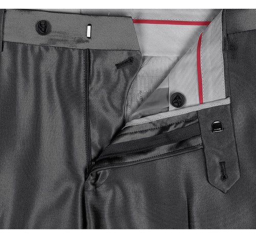 Cheap Priced Suit- Mens Basic Two Button Classic Fit  Suit With Optional Vest In Shiny Black Sharkskin