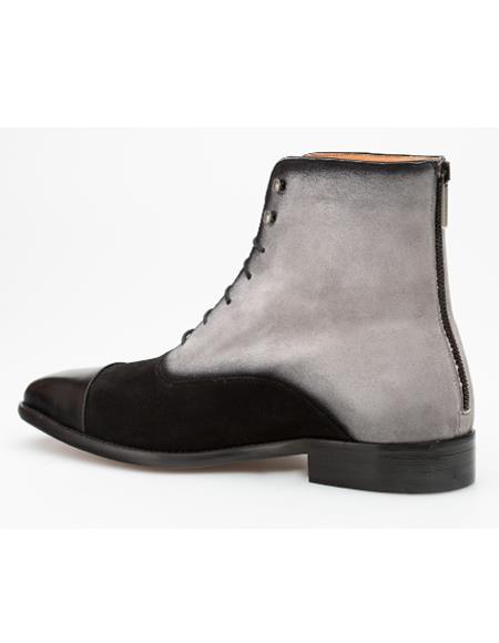 Mens Dress Ankle Boots Mens Mezlan Shoes Exquisite Cap Toe Full Leather Sole Shoes Black ~ Grey - 7 Standard / D / Medium