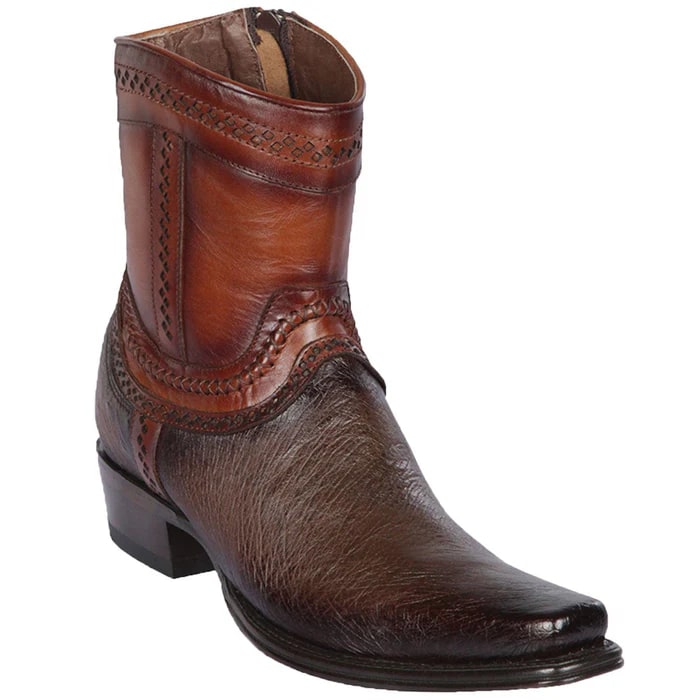 Los Altos Boots - Mens Dress Cowboy Boot - Low Priced  Brown Smooth Ostrich Short Cowboy Boots- in Brown - 6