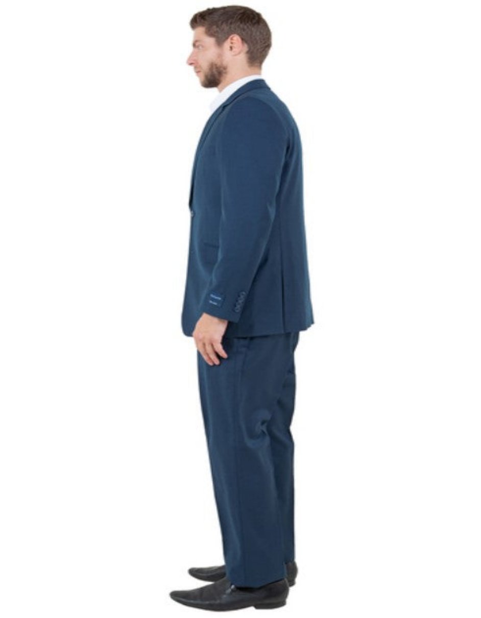 Modern Fit 3pc Wool Mens Suit Set Indigo - Coat Size 38