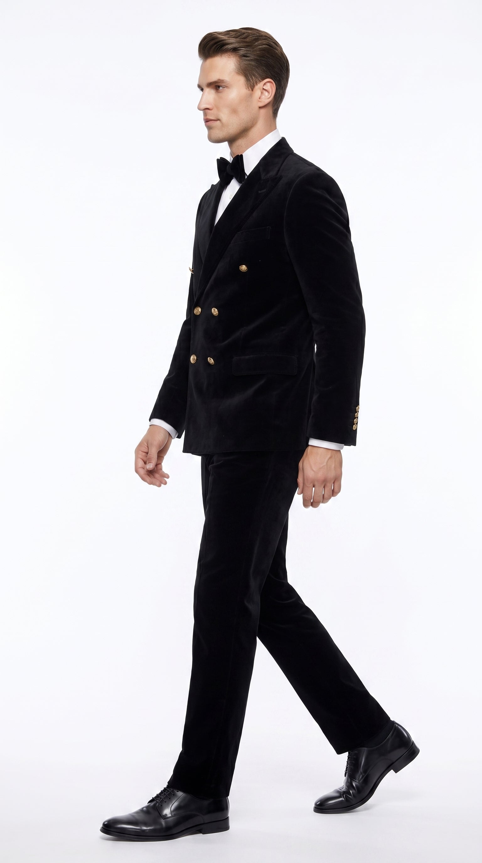 Men’s Rossi Man Zeus Black Velvet Double Breasted Tuxedo Suit, Formal Wedding Prom Dinner Suit Set - 34 Short or Extra Small