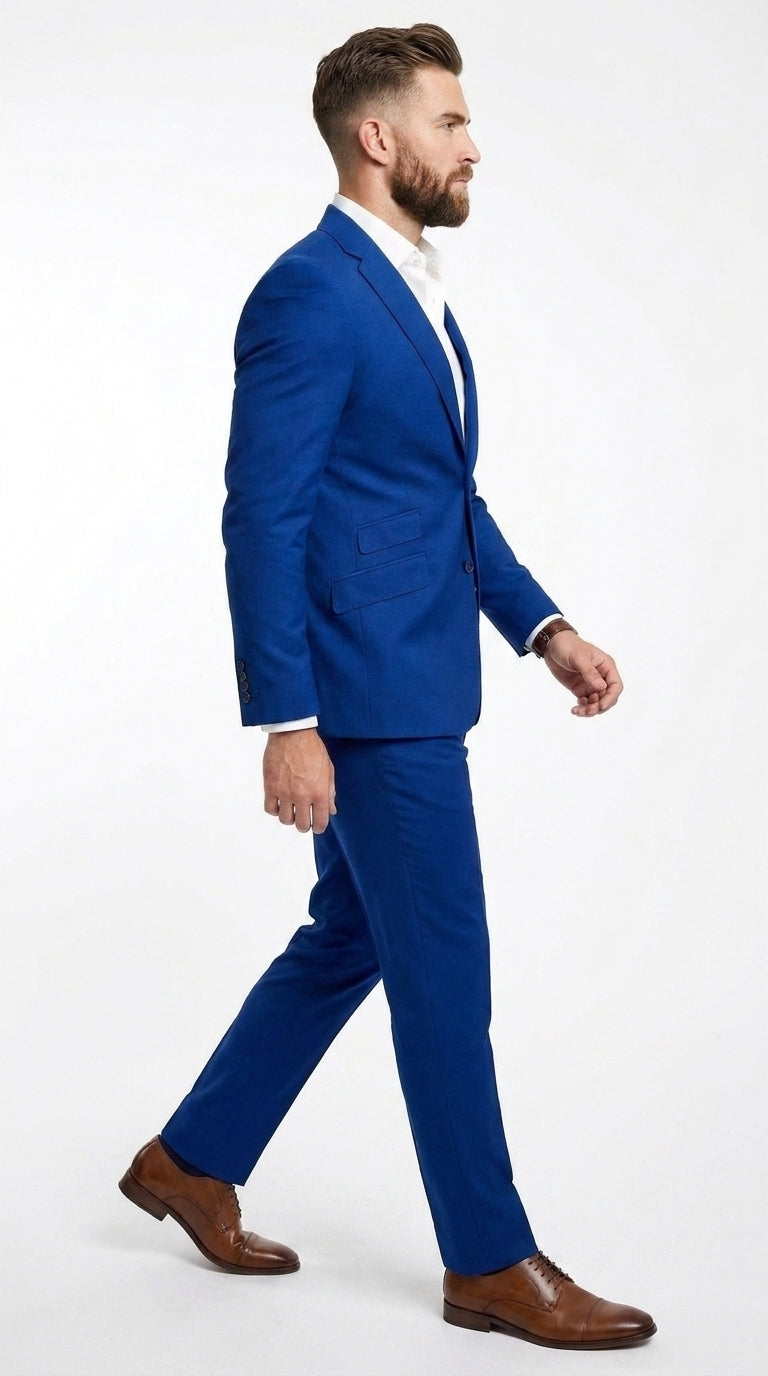 Men’s Dark Royal Blue Suit Separates, Big and Tall Indigo Cobalt Blue Formal Dress Suit - 38 Short Jacket+32 Waist Adjustable 28to34)(Height: 5 4 to5 7 )(Neck  15-16.5)S-M)