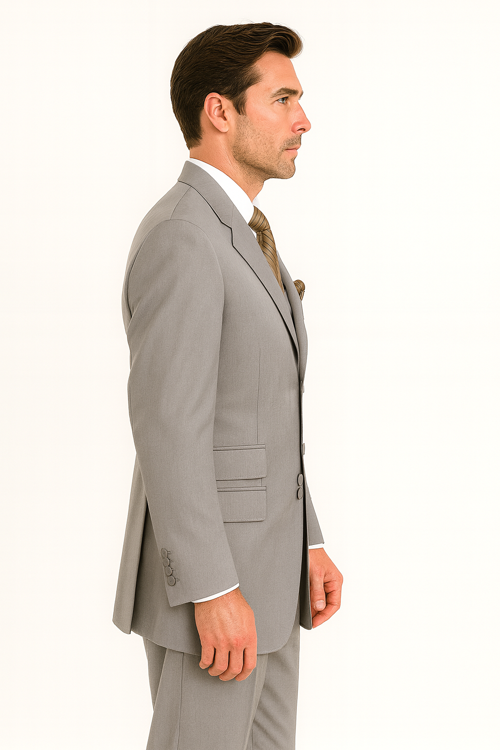 Zoot Suit - Mens Double Button Vested Fashion Grey Zoot Suit - Coat Size 38