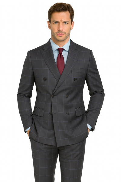 1920's Mens Vested Bold Gangster Vintage Plaid Suit With White Vest in Grey