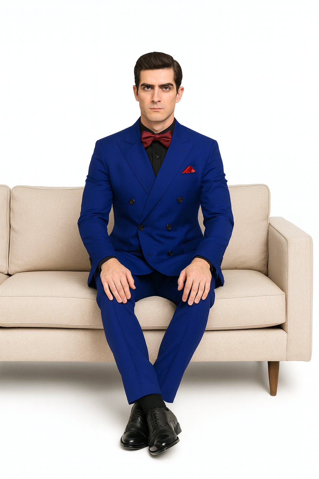 Ultra Slim Fit Double Breasted Royal Suit - Narrow Leg Pants - Gucci Cut - Tapered Jacket - 38 Short Jacket+32 Waist Adjustable 28to34)(Height: 5 4 to5 7 )(Neck  15-16.5)S-M)