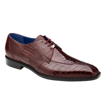 Men's Belvedere Siena Ostrich Leg Moc Toe Dress Shoe in Burgundy - 9-M