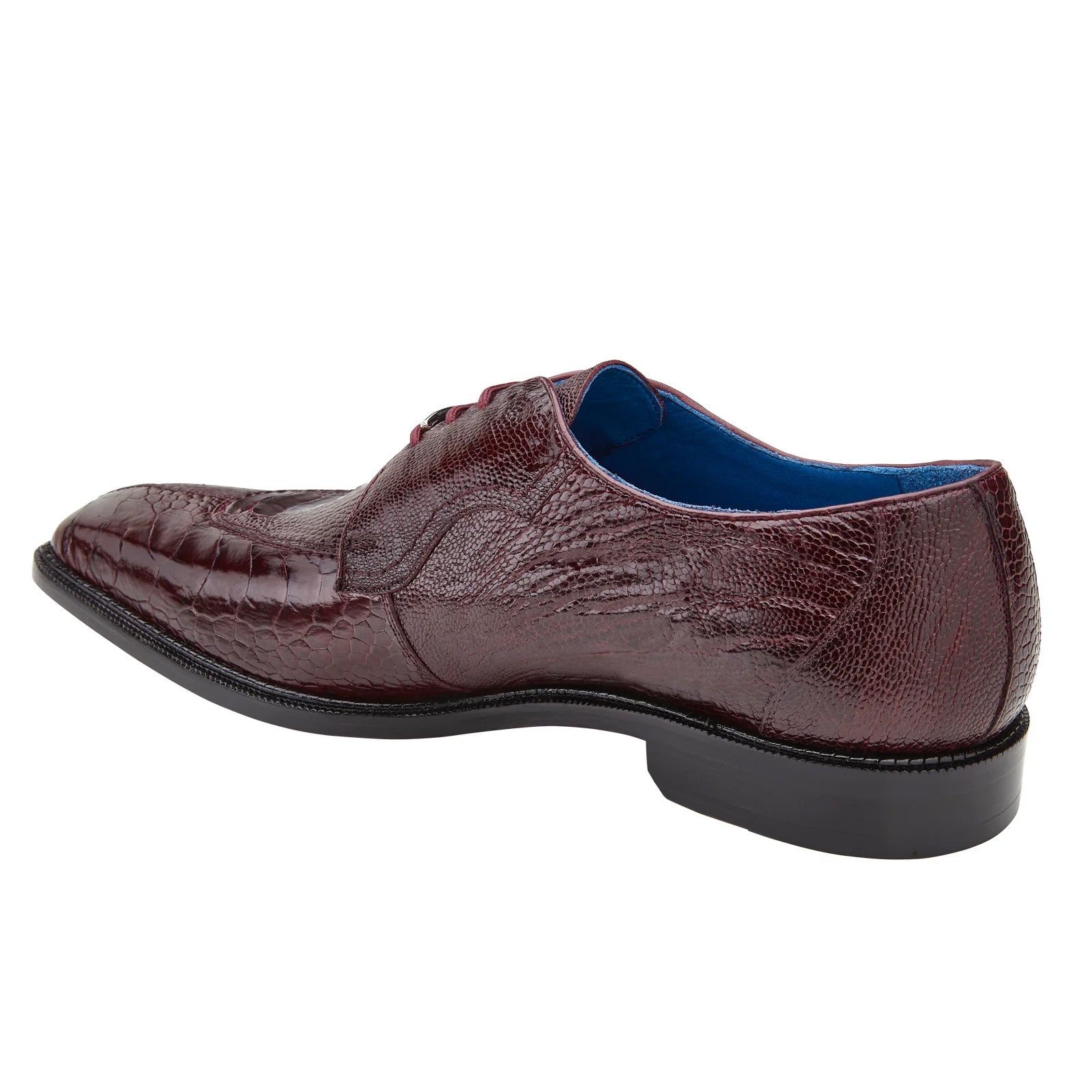 Men's Belvedere Siena Ostrich Leg Moc Toe Dress Shoe in Burgundy - 9-M