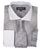 Silver Long Sleeve White Collar Two Toned Contrast Check Pattern Fashion Tie Set Men's Dress Shirt