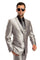 Cheap Priced Suit- Men's Two Button Vested Shiny Sharkskin Wedding & Prom 2025 Fashion Silver Suit