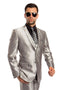 Cheap Priced Suit- Men's Two Button Vested Shiny Sharkskin Wedding & Prom 2025 Fashion Silver Suit