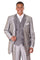 Cheap priced Suit- Mens 3 Button Vested Wide Peak Lapel Two Tone Sharkskin Silver Suit