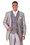 Cheap priced Suit- Mens 3 Button Vested Wide Peak Lapel Two Tone Sharkskin Silver Suit