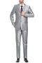 Cheap Priced Suit- Mens Basic Two Button Classic Fit  Suit With Optional Vest In Shiny Silver Grey Sharkskin