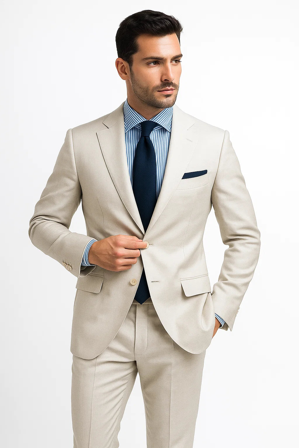 Mens Big and Tall Linen Suits - Silver Summer Fabric Suit - 38 Short Jacket+32 Waist Adjustable 28to34)(Height: 5’4”to5’7”)(Neck 15-16.5)S-M)ggg
