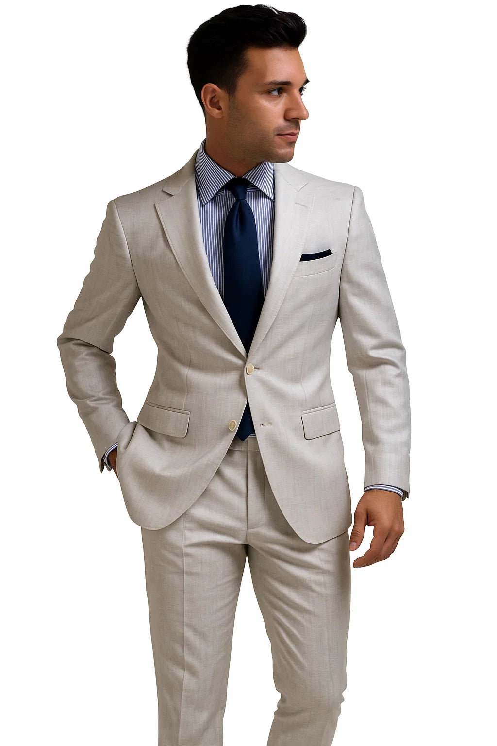 Mens Big and Tall Linen Suits - Silver Summer Fabric Suit - 38 Short Jacket+32 Waist Adjustable 28to34)(Height: 5’4”to5’7”)(Neck 15-16.5)S-M)ggg