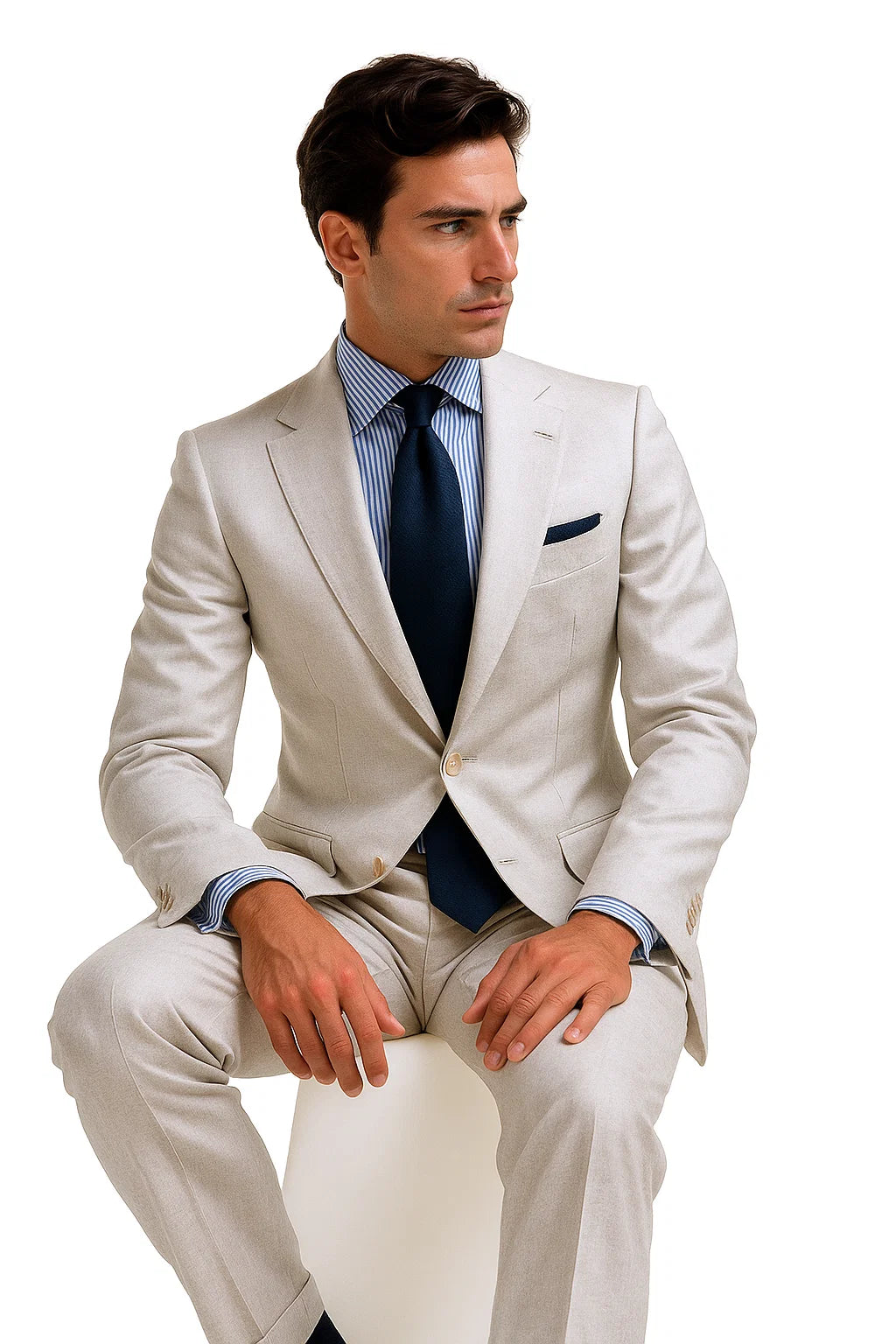 Mens Big and Tall Linen Suits - Silver Summer Fabric Suit - 38 Short Jacket+32 Waist Adjustable 28to34)(Height: 5’4”to5’7”)(Neck 15-16.5)S-M)ggg