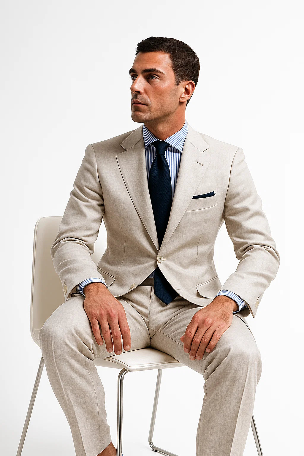 Mens Big and Tall Linen Suits - Silver Summer Fabric Suit - 38 Short Jacket+32 Waist Adjustable 28to34)(Height: 5’4”to5’7”)(Neck 15-16.5)S-M)ggg