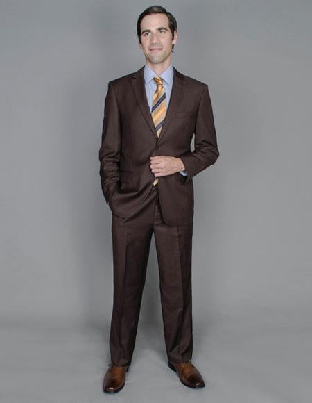 Men's Inexpensive Affordable Discounted and Silk Blend Authentic - Brown Suit-New Designer Collection