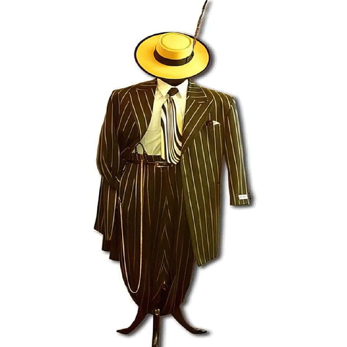 Men's High Fashion Bold Pronounce Yellow Pinstripe Three Piece Zoot Suit