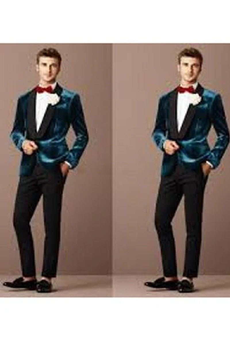Green velvet suit Many Styles & Brands $99UP Alberto Narodni Dark Teal Blue Velvet Fabric Dinner Jacket (Greenish Blue) Fashion Tuxedo For Men - S Or Small