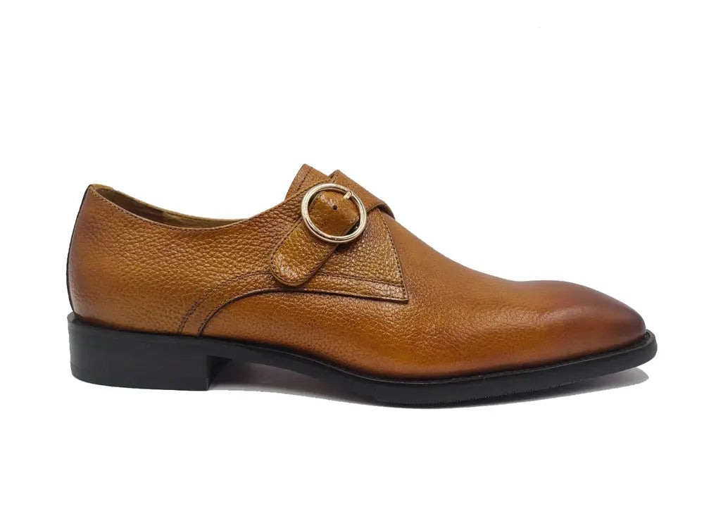 Single Monk Strap Plain Toe Shoes - 7.5