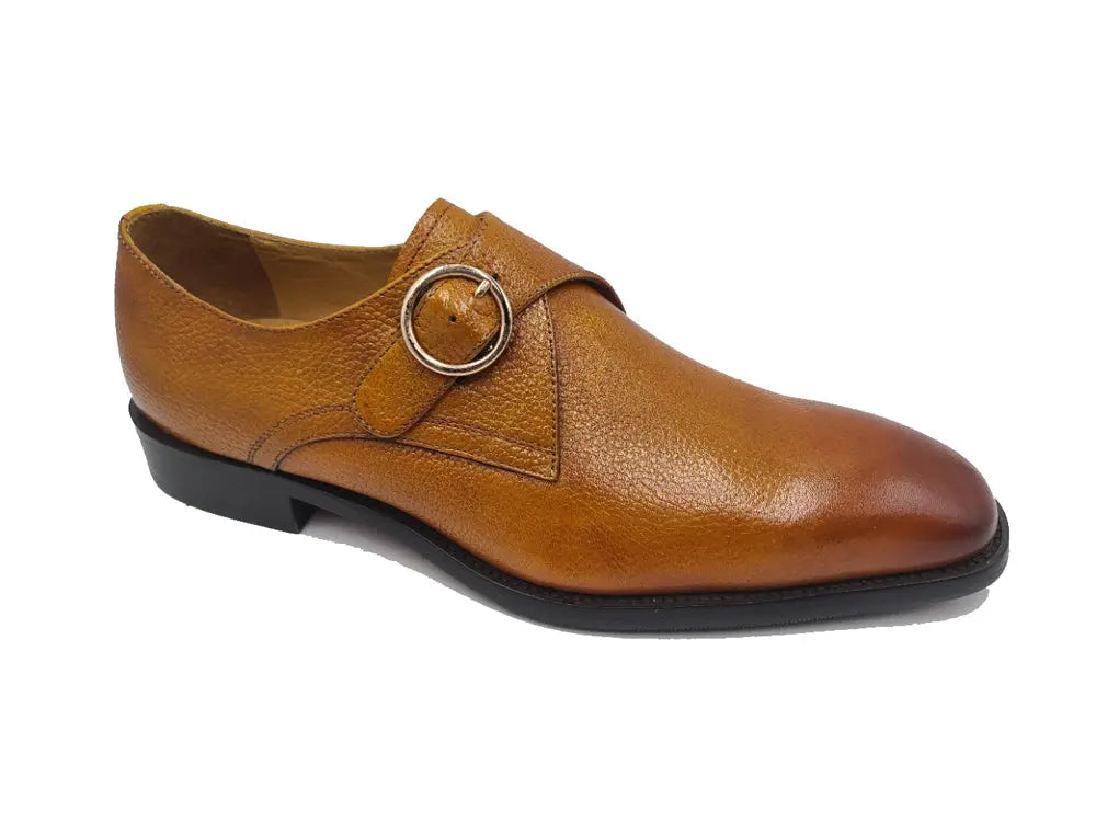 Single Monk Strap Plain Toe Shoes - 7.5