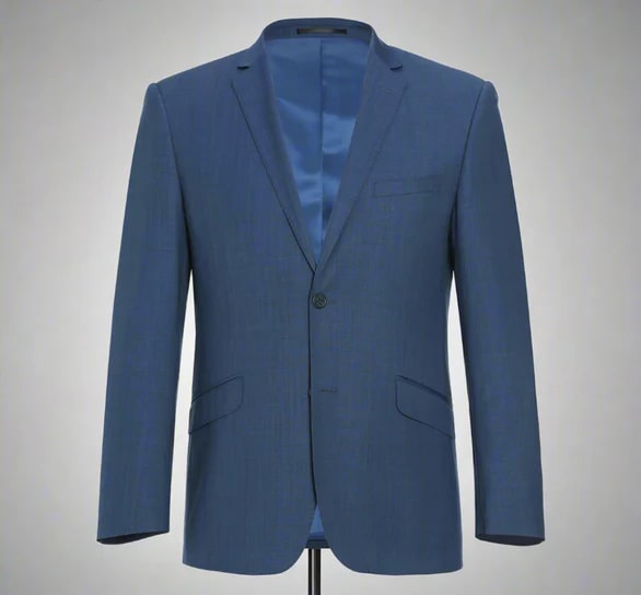 Renoir Clothing - Renoir Suit - Renoir Fashion - Single Breasted Wool Blend Slim Fit Blue Renoir Suit