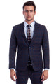 Cheap priced Suit - Men's Two Button Vested Skinny Fit Suit With Low Cut Vest In Blue/Brown Plaid