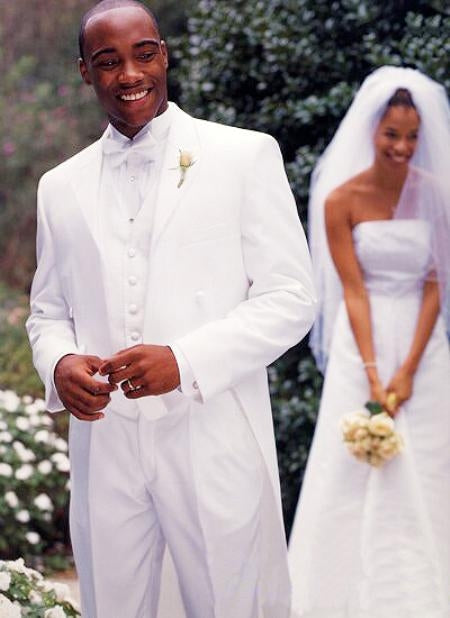 Six Button White Tuxedo Tailcoat Tuxedo Jacket with the tail suit - 58R
