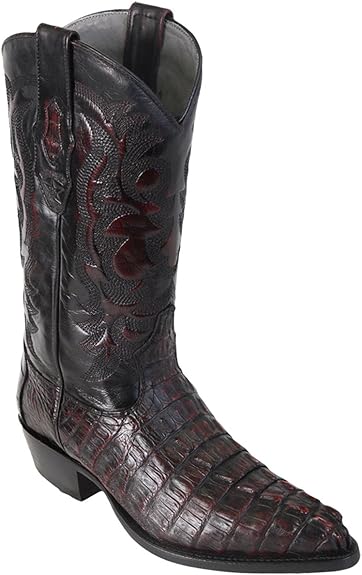 J Toe Cowboy Boots - J Toe Western Boots - Original Brown Caiman (Gator) Tail LeatherJ-Toe Boot - 6 Wide